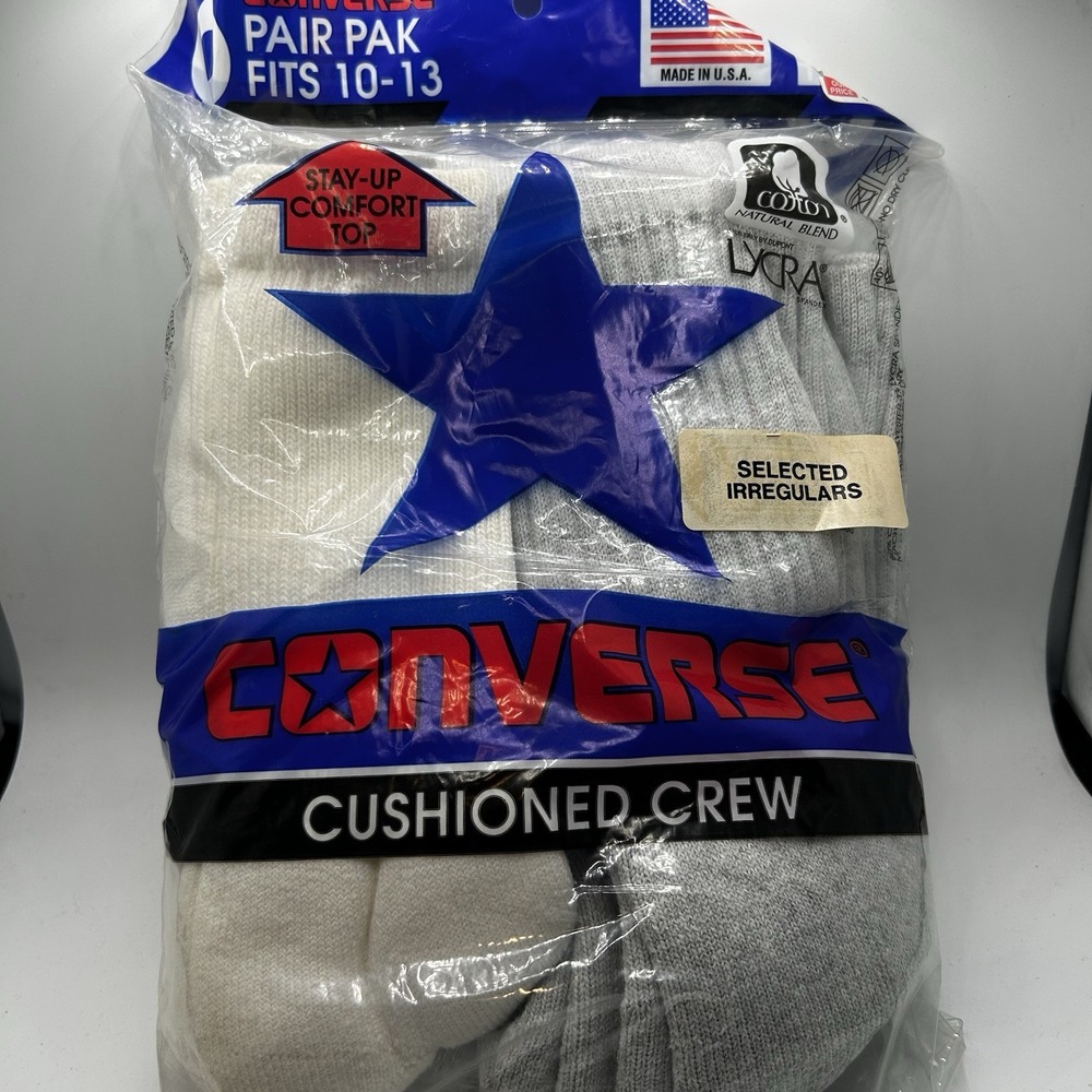 Vintage Converse Tube‎ Socks Size 10-13 Skater 90s USA  - 6 Pairs